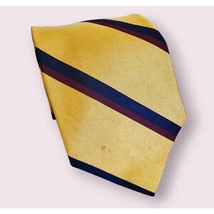 Brooks Brothers Makers Gold, Blue & Red Striped Necktie Tie Preppy | Ivy | Trad